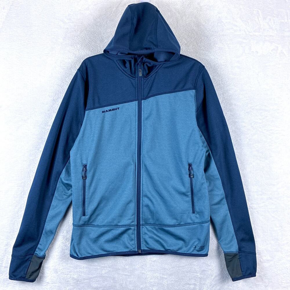 Mammut Jacket Mens L Blue Borah Full Zip Polartec Fleece Thermal Pro Hooded